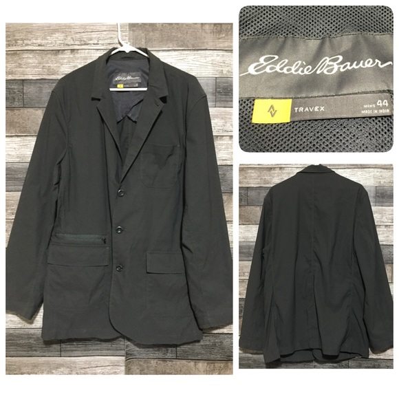 Eddie Bauer Travex Blazer Men’s 44 Gray 3 Button Performance Jacket - Picture 1 of 9